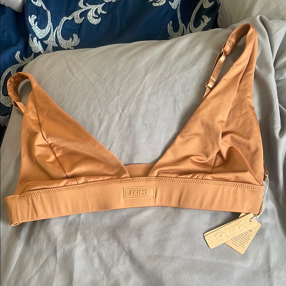 Skims Swim Plunge Bikini Top Tan